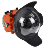 Sea Frogs Salted Line Series Sony A1 40M/130FT Waterproof camera housing with 8" Dome port V.8. Orange