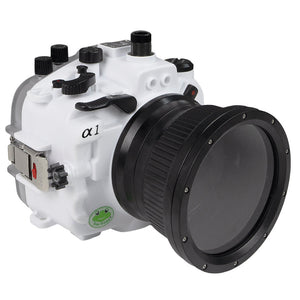 Sea Frogs Salted Line Series Sony A1 40M/130FT Waterproof camera housing with 4" Standard port (one zoom gear included). White