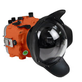 Sea Frogs Salted Line Series Sony A1 40M/130FT Waterproof camera housing with 6" Dome Port V.1. Orange