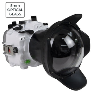 Sea Frogs Salted Line Series Sony A1 40M/130FT Waterproof camera housing with 6" Optical Glass Dome port V.2 (zoom gear included). White