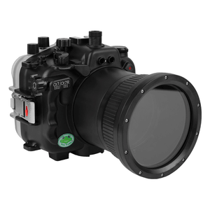 SeaFrogs Salted Line Series Sony A7III / A7RIII 40M/130FT Waterproof camera housing with 4" Flat Long port (focus gear included). Black