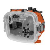 60M/195FT Waterproof housing for Sony RX1xx series Salted Line with 4" Dry Dome Port (Orange)