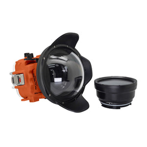 60M/195FT Waterproof housing for Sony RX1xx series Salted Line with 6" Dry Dome Port (Orange)