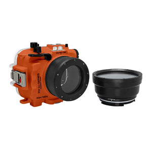 60M/195FT Waterproof housing for Sony RX1xx series Salted Line with 67mm threaded short / Macro port for Sony RX100 VI / VII (Orange)