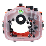 Sea Frogs Salted Line Series Sony A7III / A7RIII 40M/130FT Waterproof camera housing with 4" Flat Short Port (zoom gear included). Orange