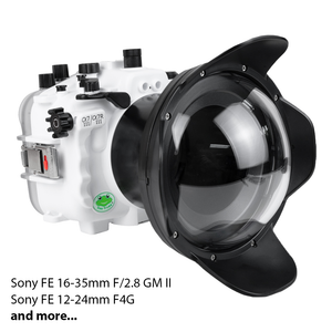 Sea Frogs Salted Line Series Sony A7III / A7RIII 40M/130FT Waterproof camera housing with 6" Dome port V.10 (one zoom gear included). White