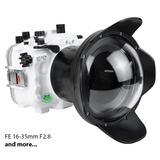 Sea Frogs Salted Line Series Sony A7III / A7RIII 40M/130FT Waterproof camera housing with 6" Dome port V.2 (zoom gear included). White