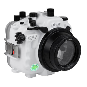 SeaFrogs Salted Line Series Sony A7III / A7RIII 40M/130FT Waterproof camera housing with 67mm threaded Flat Short Port for Sony FE 28-60mm F4-5.6 (zoom gear included). White