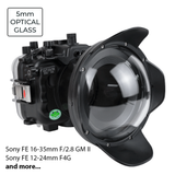 Sea Frogs Salted Line Series Sony A7III / A7RIII 40M/130FT Waterproof camera housing with 6" Glass Dome port V.10 (one zoom gear included). Black