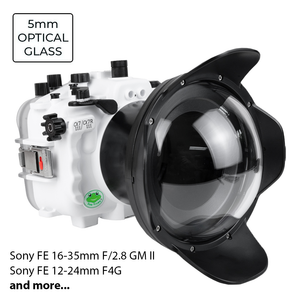 Sea Frogs Salted Line Series Sony A7III / A7RIII 40M/130FT Waterproof camera housing with 6" Glass Dome port V.10 (one zoom gear included). White