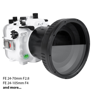 Sea Frogs Salted Line Series Sony A7III / A7RIII 40M/130FT Waterproof camera housing with 6" Flat Long Port (one zoom gear included). White