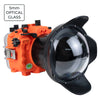 SeaFrogs Salted Line Series Sony A7III / A7RIII 40M/130FT Waterproof camera housing with 6" Glass Dome port V.2 (zoom gear included). Orange