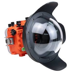 SeaFrogs Salted Line Series Sony A7III / A7RIII 40M/130FT Waterproof camera housing with 8" Dome port V.78 (zoom gear included). Orange